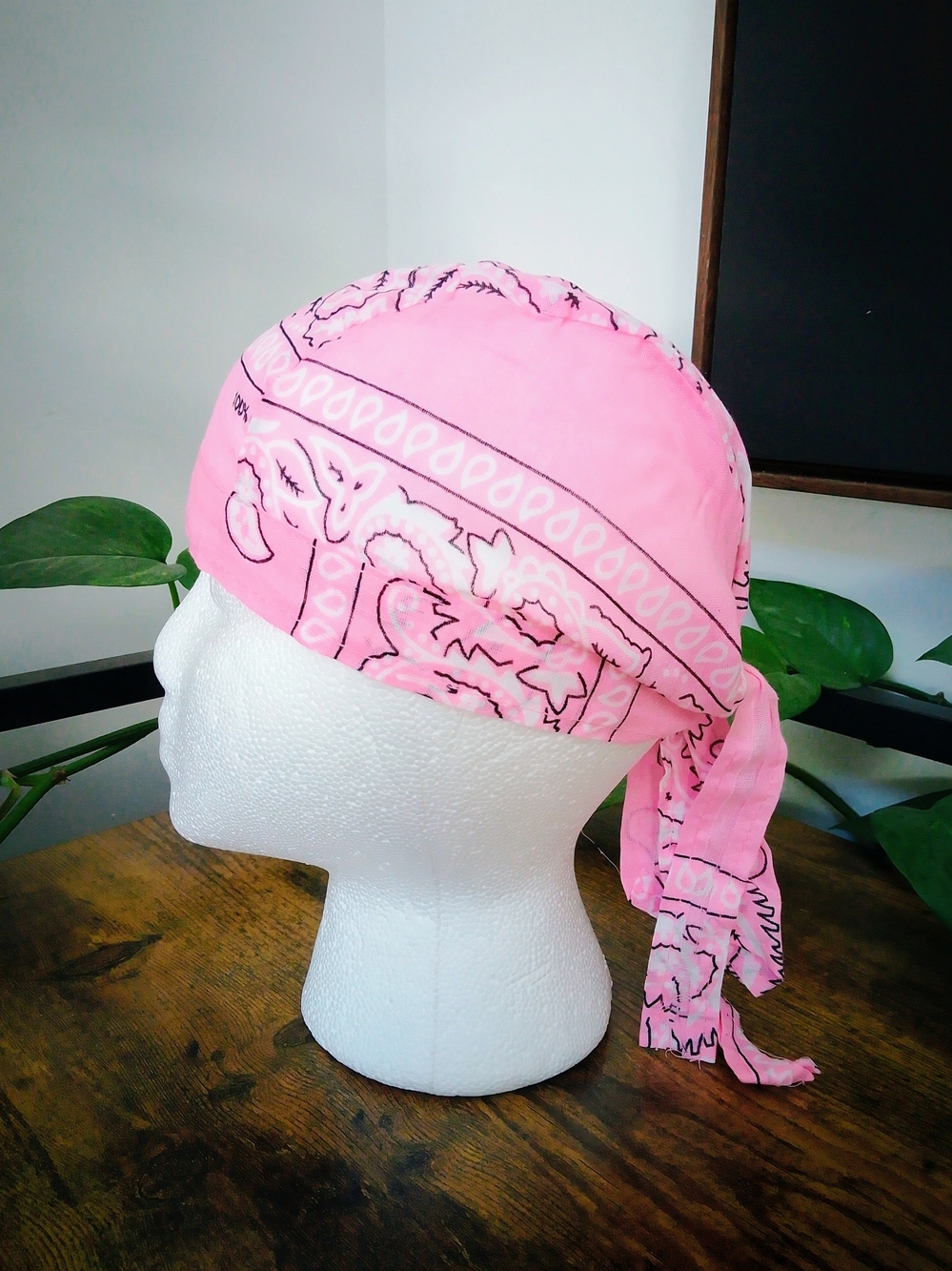 New Pink Bandana Durag - Stylish Hair Accessory